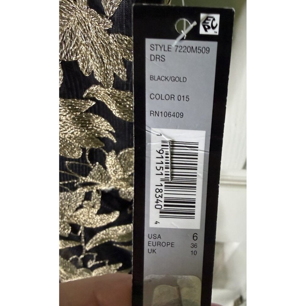 TAHARI Evening Midi Dress SIZE 6 Sheer Black/Goldl Embroidery NEW W/TAGS - Picture 6 of 6